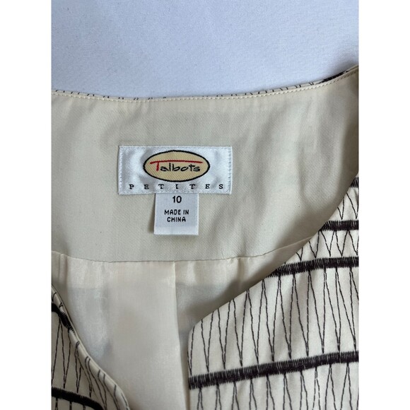 Talbots Cream Brown Embroidered Blazer Jacket Sze 10P Career Office Professional - Picture 6 of 9